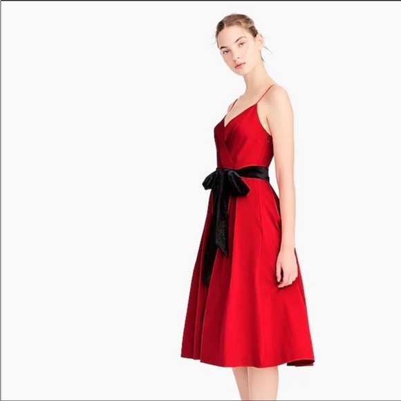 J. Crew Red Spaghetti Strap Dress (missing black Velvet Sash) NEW - Picture 4 of 14